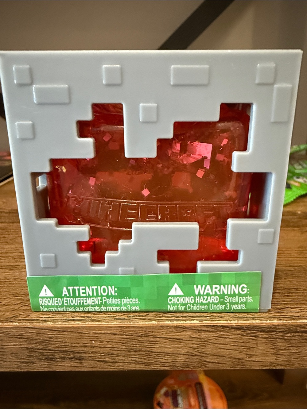Red Glitter Cube Display Collectible - Video Game Style